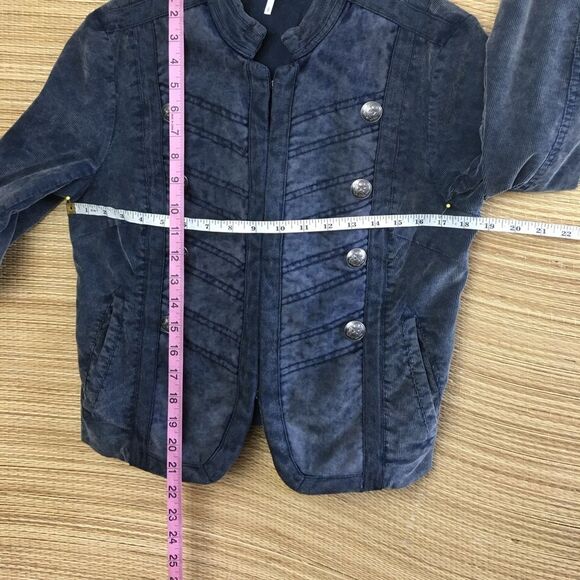 Free People Washed Cord Velvet Band Military Jacket In Washed Blue Size S - Picture 14 of 14